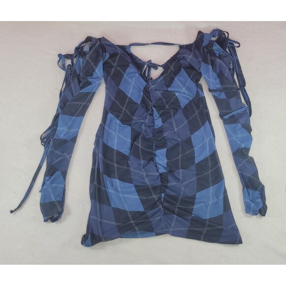 Poster Grl Dolls Kill Royal Learn The Ropes Argyle Pattern Mini Dress Size Large - Picture 2 of 8